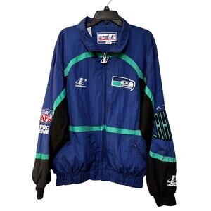 Vintage 90s NFL Pro Line Logo Athletic RARE Seattle Seahawks Nylon Jacket L